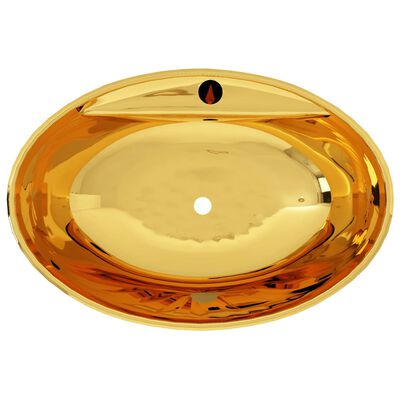 vidaXL Umivaonik sa zaštitom od prelijevanja 58,5x39x21 cm keramički zlatni