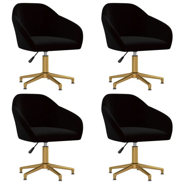 vidaXL Okretne blagovaonske stolice 4 kom crne bar&scaron;unaste