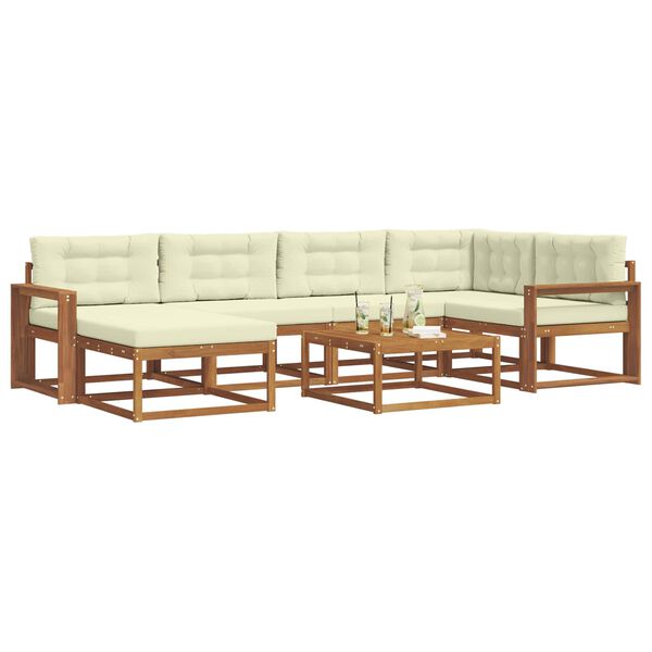 vidaXL Set vanjskih sofa s jastukom 7 pcs Prirodna i krem