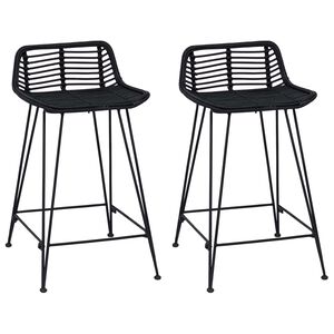 vidaXL Barska stolica 2 kom. Crna 44 x 45 x 76 cm Ratan i Čelik