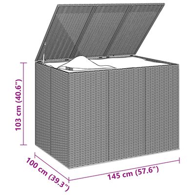 vidaXL Kutija za vrtne jastuke od PE ratana 145 x 100 x 103 cm crna