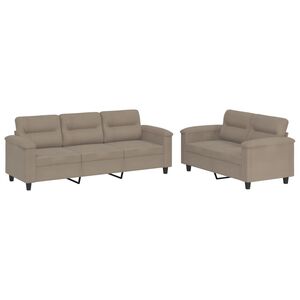 vidaXL 2-dijelni set sofa s jastucima smeđesivi od mikrovlakana
