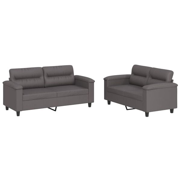 vidaXL 2-dijelni set sofa s jastucima sivi od umjetne kože