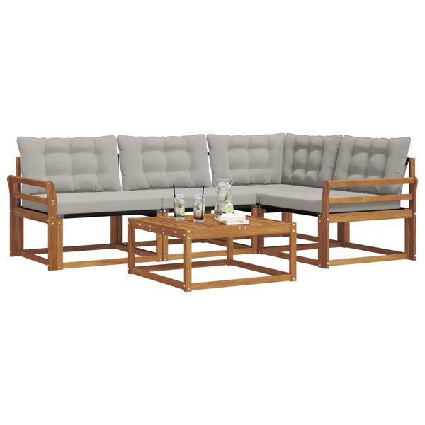 vidaXL Set vanjskih sofa s jastukom 5 pcs Prirodna i svijetlo siva
