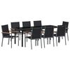 vidaXL Vrtni set za objed 9 pcs Crna Čelik s prahom