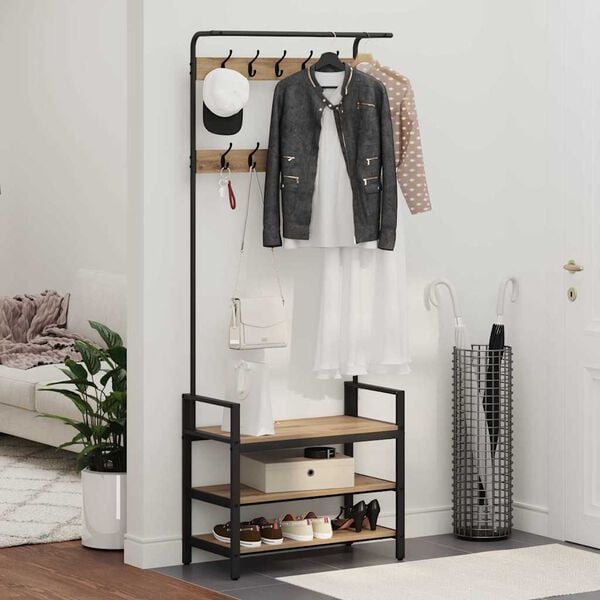 vidaXL Vje&scaron;alica za kapute s policom Umjetnički hrast 75 x 34 x 184 cm