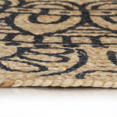 vidaXL Ručno rađeni tepih od jute s tamnoplavim uzorkom 150 cm