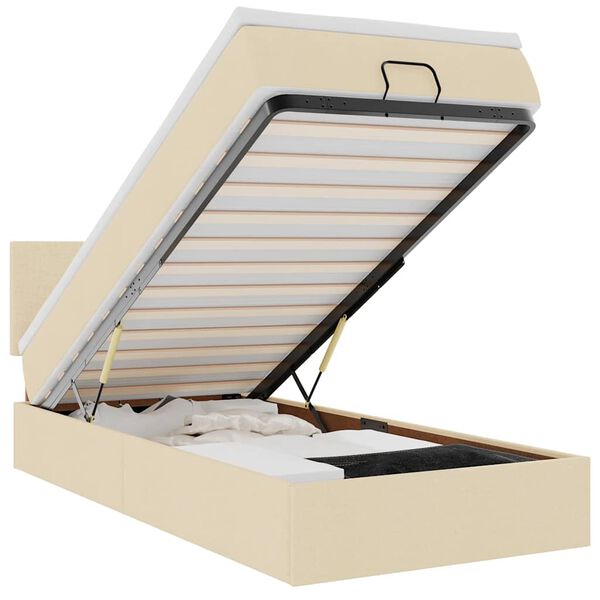 vidaXL Otomanski okvir kreveta s madraca krem 90x190cm od tkanine
