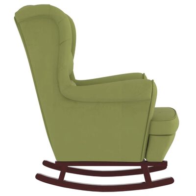 vidaXL Stolica za ljuljanje s drvenim nogama i stolcem zelena baršun