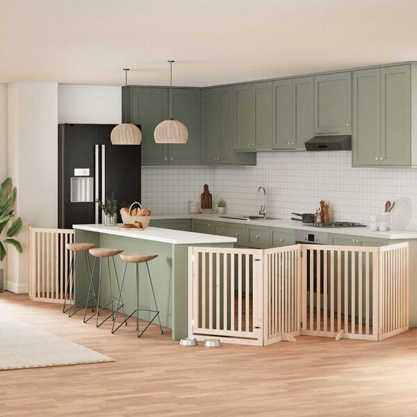 vidaXL Vrata za pse s vrata&scaron;cima 8 panela sklopiva 640 cm drvo topole