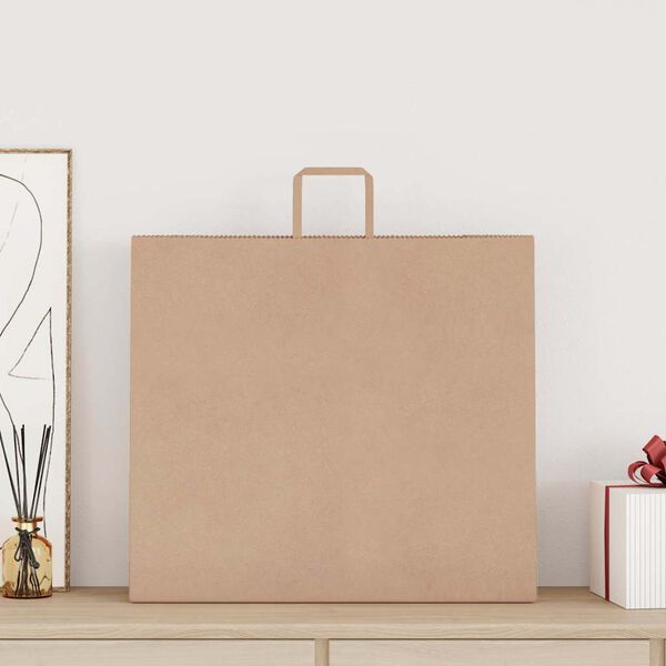 vidaXL Papirnate vrećice 250 kom s ručkama smeđe 54x15x49 cm