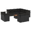 vidaXL 12-dijelni set vrtnih sofa od poliratana s jastucima crni