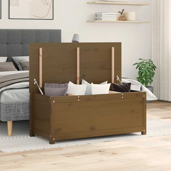 vidaXL Kutija za pohranu boja meda 110x50x45,5 cm od masivne borovine