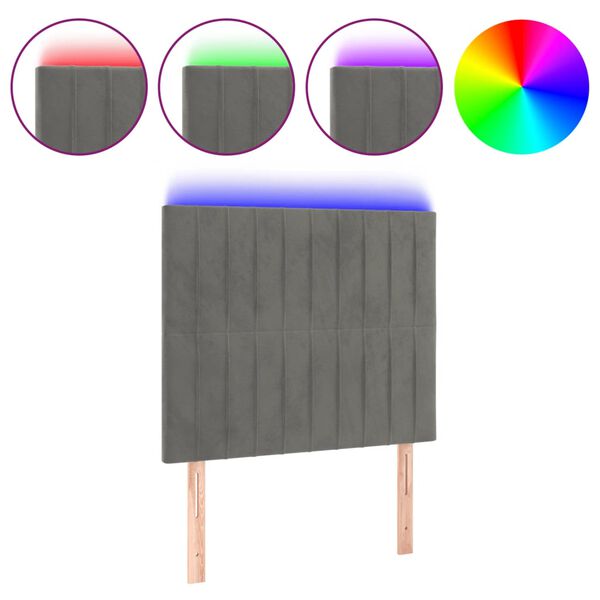 vidaXL LED uzglavlje svjetlosivo 100x5x118/128 cm baršunasto