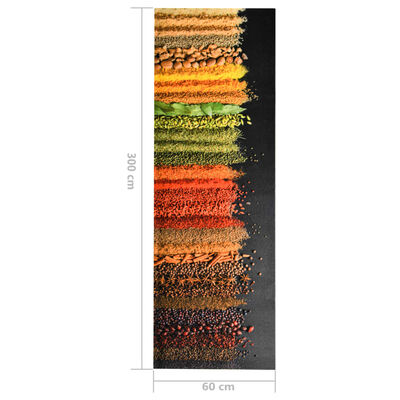 vidaXL Kuhinjski tepih s uzorkom začina perivi 60 x 300 cm