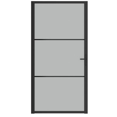 vidaXL Unutarnja vrata 102,5 x 201,5 cm crna od mat stakla i aluminija