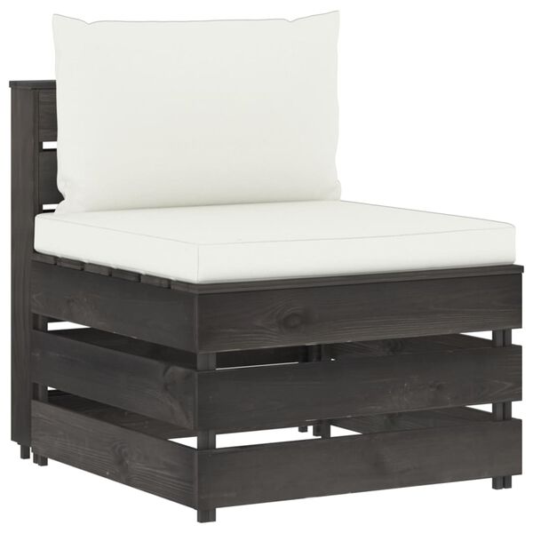 vidaXL 3-dijelna vrtna garnitura s jastucima sivo impregnirano drvo