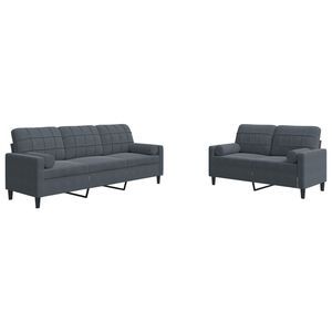 vidaXL 2-dijelni set sofa s jastucima tamnosivi bar&scaron;unasti