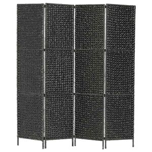 vidaXL Sobna pregrada s 4 panela crna 154 x 160 cm od vodenog zumbula
