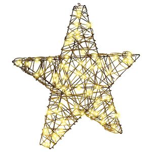 vidaXL 3D Zvijezda 50 LED lampica Topla bijela 55 x 52.5 x 9 cm Ratan