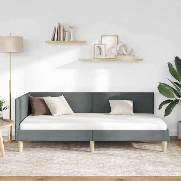 vidaXL Kutni okvir kreveta Tamno siva 100 cm x 200 cm Baršun