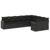 vidaXL 9-dijelni set vrtnih sofa s jastucima crni od poliratana