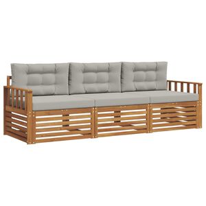 vidaXL Set vanjskih sofa s jastukom 3 pcs Prirodna i svijetlo siva