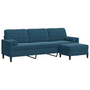vidaXL Trosjed s tabureom Plava 210 cm bar&scaron;unasti