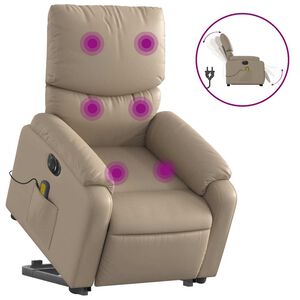 vidaXL Električni masažni naslonjač na podizanje boja cappuccina