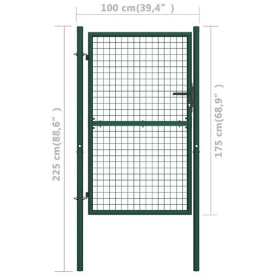 vidaXL Vrata za ogradu od čelika 100 x 175 cm zelena