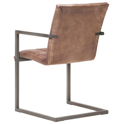 vidaXL Konzolne blagovaonske stolice od prave kože 4 kom grube smeđe