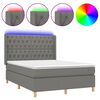 vidaXL Krevet box spring s madracem LED tamnosivi 140x200 cm tkanina