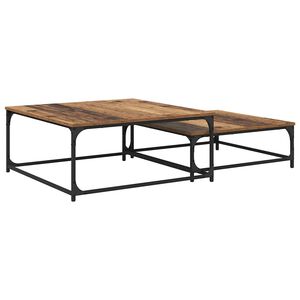 vidaXL Kava Stol 2 pcs Staro drvo 80 x 80 x 35 cm Konstruirano drvo