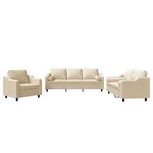 vidaXL 3-dijelni set sofa s jastucima krem od mikrovlakana