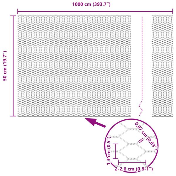 vidaXL Heksagonalna ograda Zelena 0.5 x 10 m Čelik