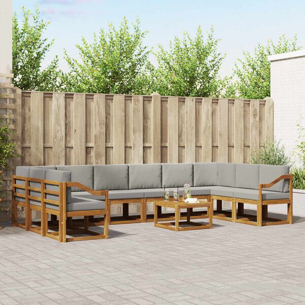 vidaXL Set vanjskih sofa s jastukom 11 pcs Prirodna i svijetlo siva