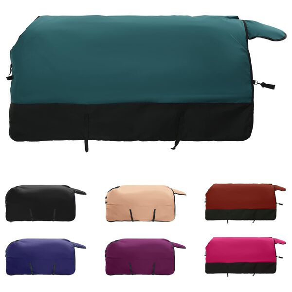 vidaXL Pokrivač za konje Tamno zelena i crna 125 cm Poliester