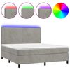 vidaXL Krevet box spring s madracem LED svjetlosivi 180x200 cm bar&scaron;un