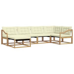 vidaXL Set vanjskih sofa 6 kom. Bijela i krem Čvrsto drvo akacije
