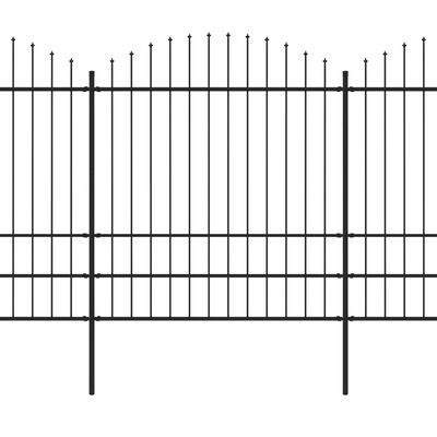 vidaXL Vrtna ograda s ukrasnim kopljima (1,75-2) x 5,1 m čelična crna