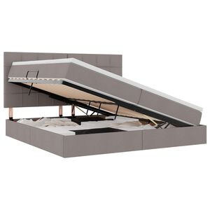vidaXL Krevet s prostorom za pohranu s LED-om Sivo-smeđa 200 x 200 cm