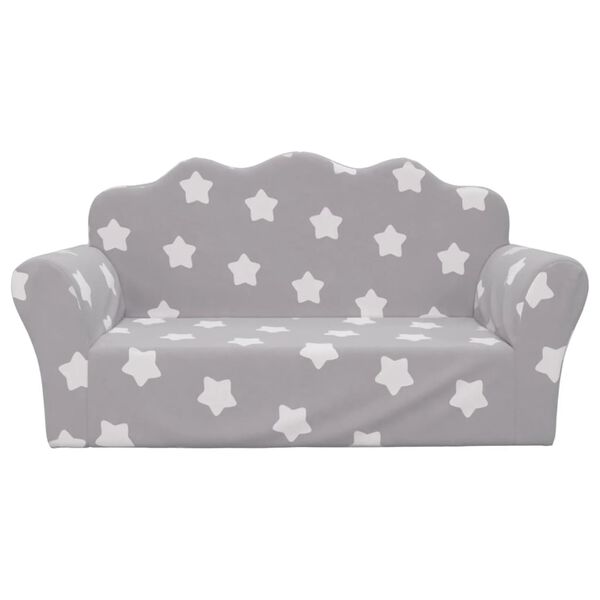 vidaXL Dječji dvosjed svjetlosivi sa zvjezdicama od mekanog pli&scaron;a