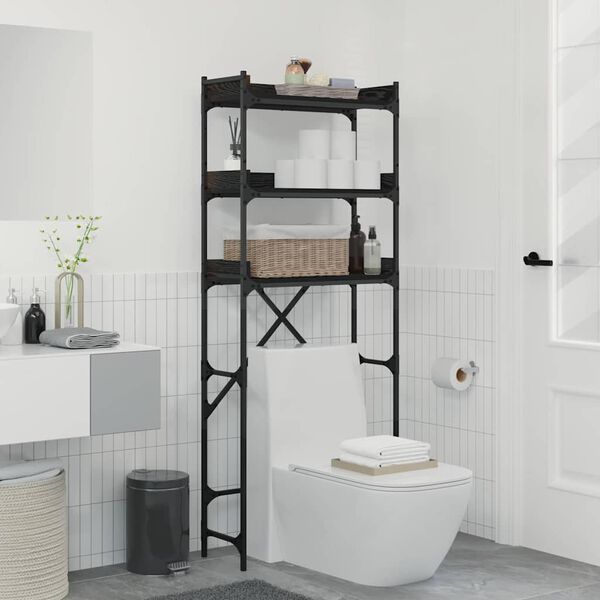 vidaXL Polica za perilicu rublja s policom Crni 0ak 67 x 25 x 163 cm