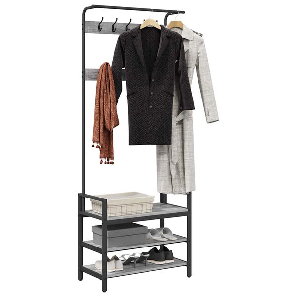 vidaXL Vje&scaron;alica za kapute s policom Siva Sonoma 75 x 34 x 184 cm