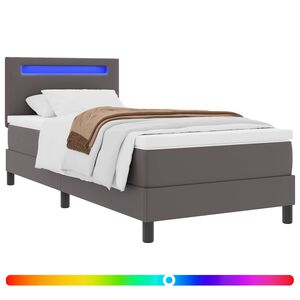 vidaXL Krevet s opruga kutije Siva 90 x 190 cm Umjetna koža