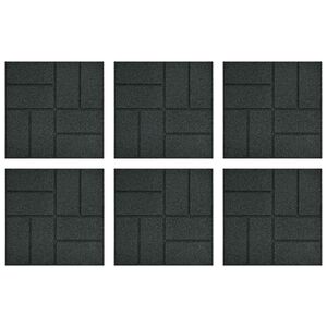 vidaXL Kamen za hodanje 6 kom. Crna 40,5 x 40,5 x 2 cm Guma
