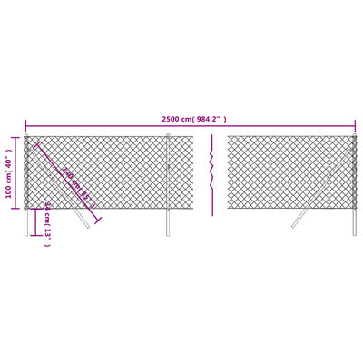 vidaXL Žičana ograda antracit 1 x 25 m