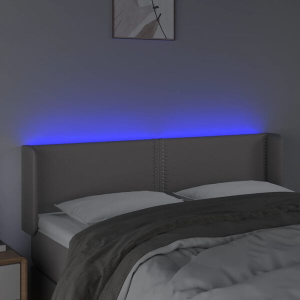 vidaXL LED uzglavlje sivo 147x16x78/88 cm od umjetne kože