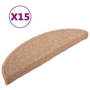 vidaXL Prostirke za stepenice 15 kom 56x17x3 cm svijetlosmeđe poluokrugle