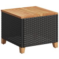 vidaXL Vrtni stol crni 45 x 45 x 37 cm od poliratana i bagremovog drva